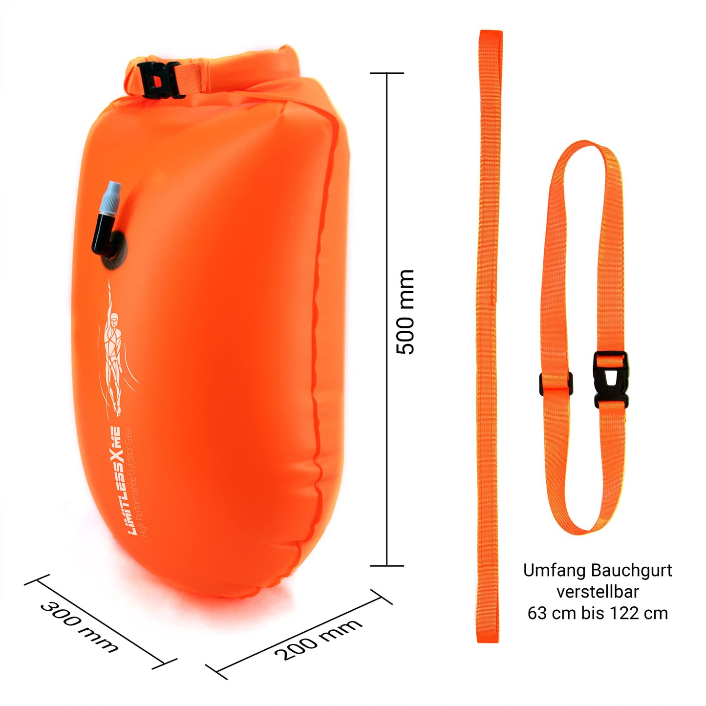 Schwimmboje mit Trockensack - 28l Orange