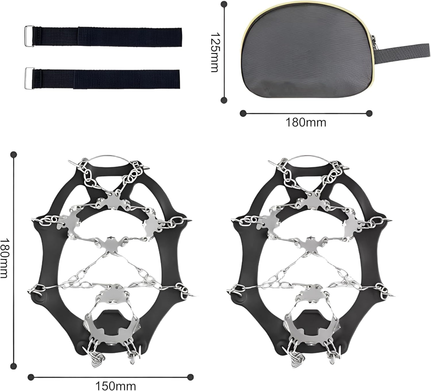 Schuh-Spikes für Schnee und Glatteis. Steigeisen Grödel mit Krallen aus Stahl.